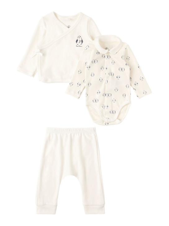 Petit Bateau: 棉质开衫、连体衣&裤子 - 米白色 - kids-girls_1 | Luisa Via Roma