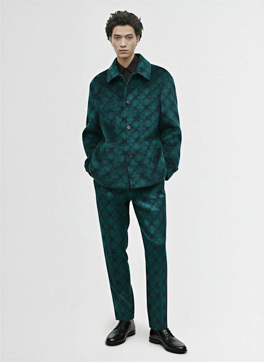 Dries Van Noten: Panvel wool blend pants - Petrol - men_1 | Luisa Via Roma