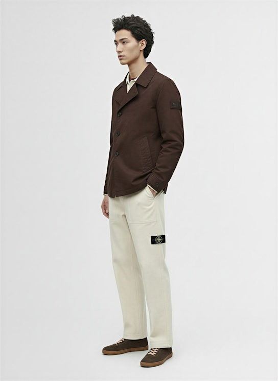 Stone Island: Giacca in misto poliestere - Marrone Scuro - men_1 | Luisa Via Roma