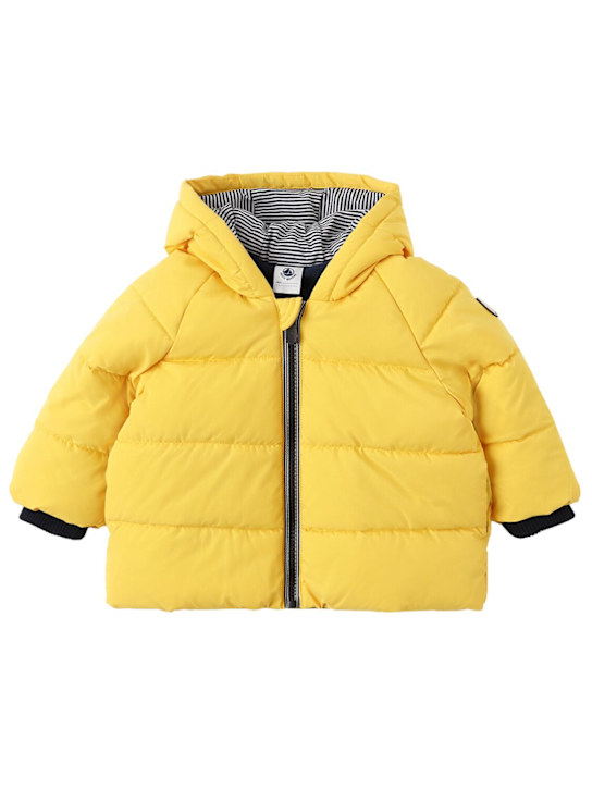 Petit Bateau: Hooded poly puffer jacket - Giallo - kids-girls_0 | Luisa Via Roma