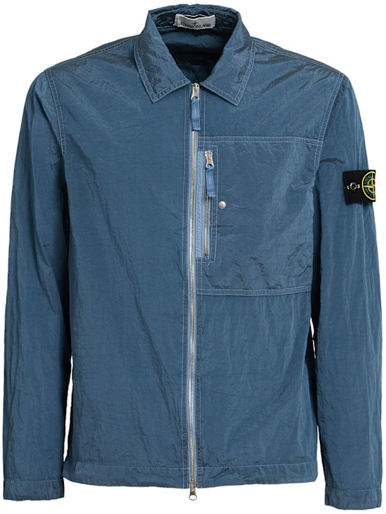 Stone Island: Econyl shirt - Blue Acciaio - men_0 | Luisa Via Roma