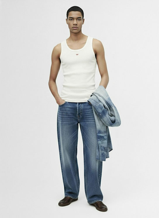 Diesel: T-lifty-d ribbed tank top - White - men_1 | Luisa Via Roma