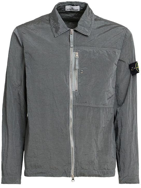 Stone Island: Econyl shirt - ライトグレー - men_0 | Luisa Via Roma