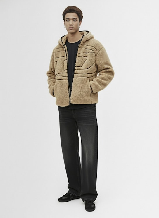 Diesel: Chaqueta loose fit con cremallera - Beige - men_1 | Luisa Via Roma