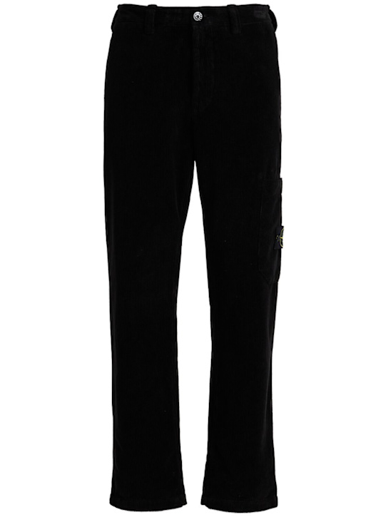 Stone Island: Cotton corduroy pants - ブラック - men_0 | Luisa Via Roma