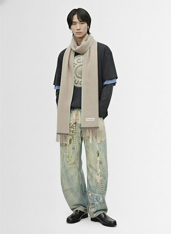 Acne Studios: Baggy-Jeans - Weiß/Grün - men_1 | Luisa Via Roma