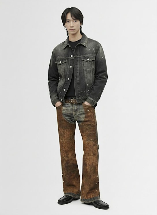 Acne Studios: Loose fit jeans - Blue/Brown - men_1 | Luisa Via Roma