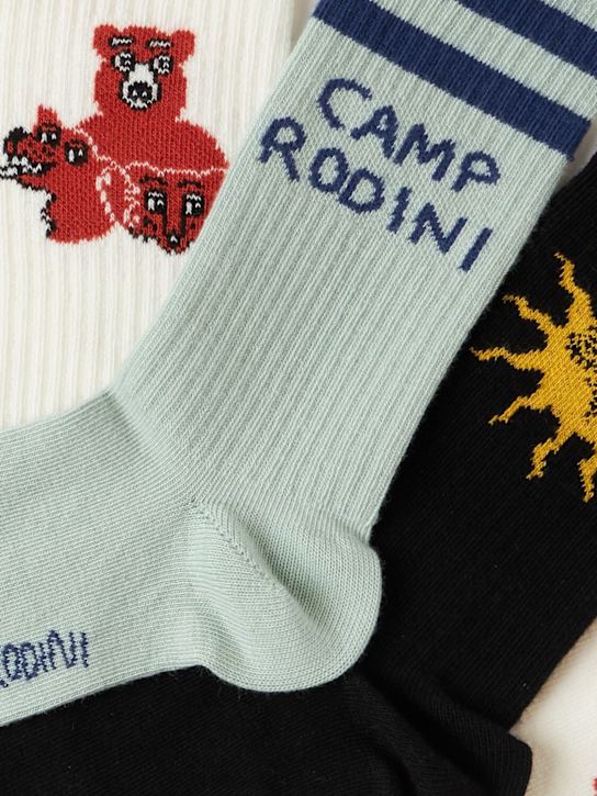 Mini Rodini: Set of 3 cotton blend jacquard socks - マルチカラー - kids-girls_1 | Luisa Via Roma