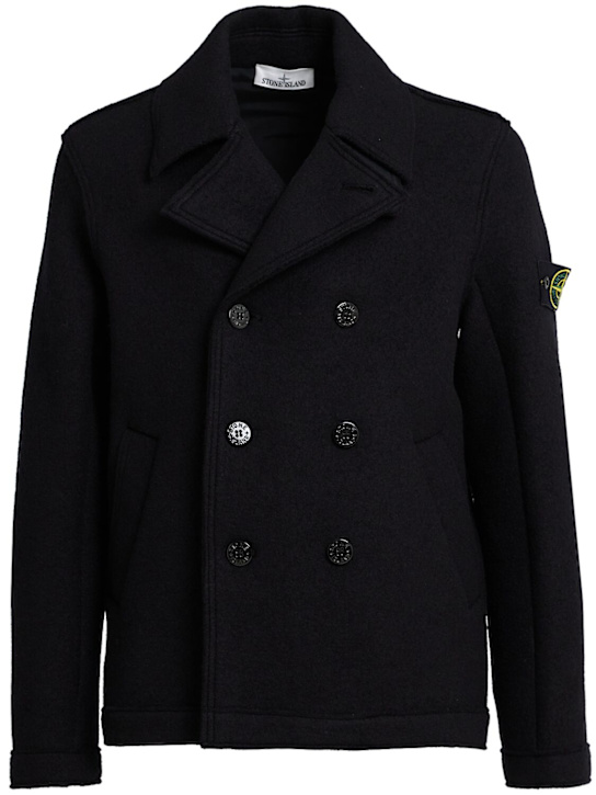 Stone Island: Felted wool cardigan - Black - men_0 | Luisa Via Roma