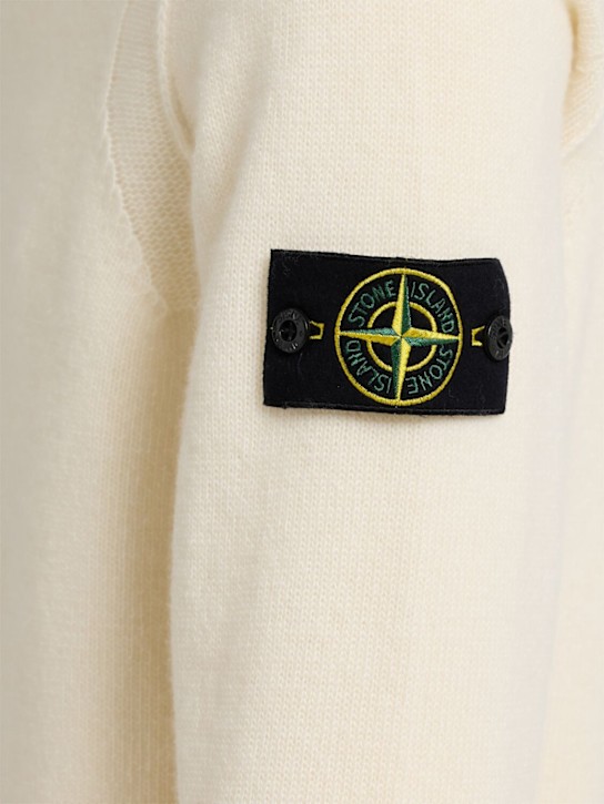 Stone Island: Polo a maniche lunghe in misto lana - Avorio - men_1 | Luisa Via Roma