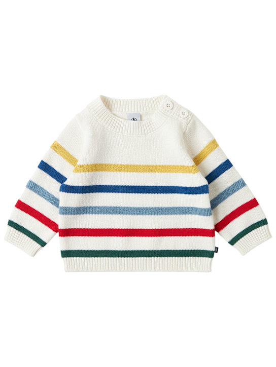Petit Bateau: Wool blend tricot knit sweater - Beige - kids-girls_0 | Luisa Via Roma
