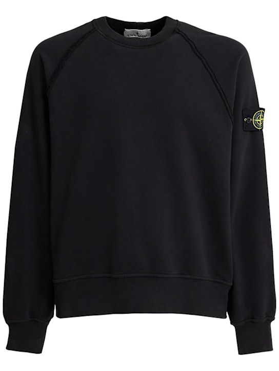 Stone Island: Brushed cotton sweatshirt - ブラック - men_0 | Luisa Via Roma