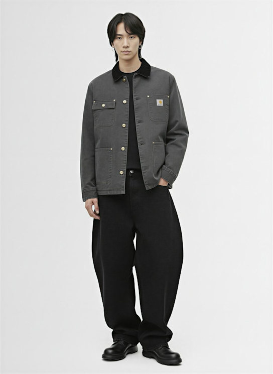 Carhartt WIP: OG Dearborn chore coat - Graphite / Blac - men_1 | Luisa Via Roma