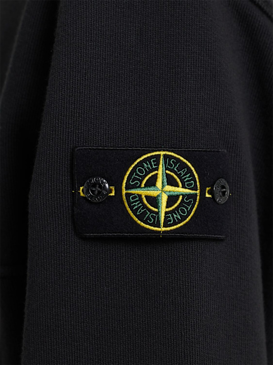 Stone Island: Heavy cotton sweatshirt hoodie - ブラック - men_1 | Luisa Via Roma