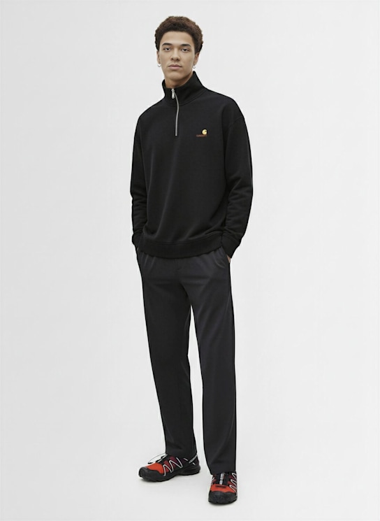 Carhartt WIP: American Script half-zip sweatshirt - Black - men_1 | Luisa Via Roma