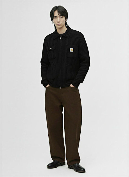 Carhartt WIP: Chore knit jacket - Black / Black - men_1 | Luisa Via Roma
