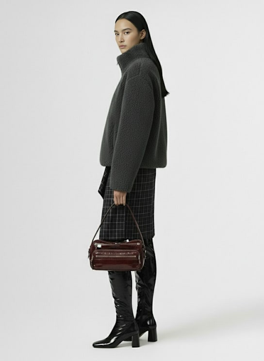 Acne Studios: Camero Party embossed leather bag - Burgundy - women_1 | Luisa Via Roma