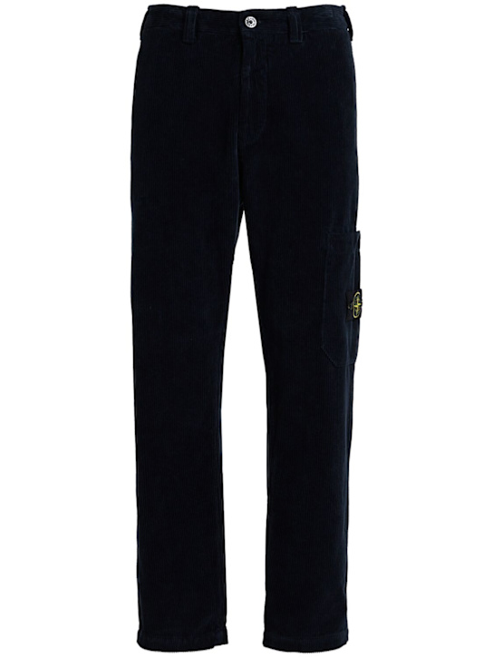 Stone Island: Cotton corduroy pants - ネイビー - men_0 | Luisa Via Roma