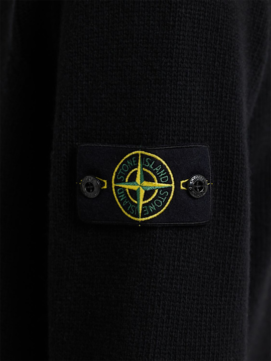 Stone Island: Wool blend cardigan - Black - men_1 | Luisa Via Roma