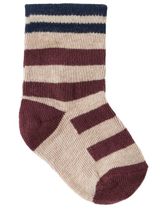 1 + IN THE FAMILY: Striped cotton blend socks - パープル - kids-girls_0 | Luisa Via Roma
