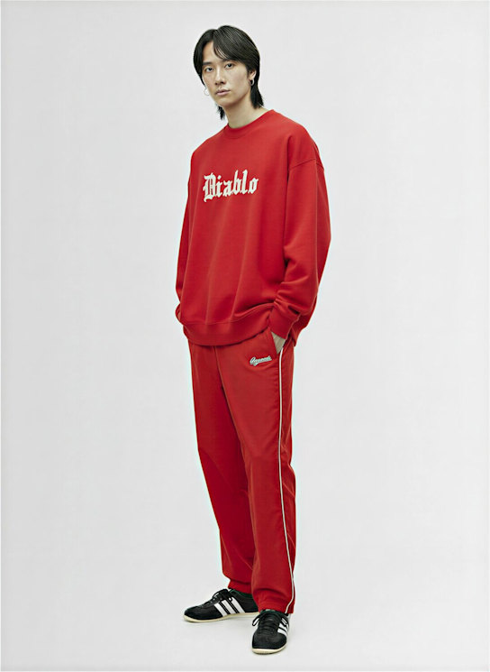 Willy Chavarria: Diablo Hooligan crewneck sweatshirt - Red - men_1 | Luisa Via Roma