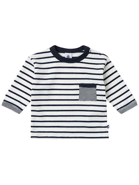 Petit Bateau: 长袖T恤 - 白色/蓝色 - kids-girls_0 | Luisa Via Roma