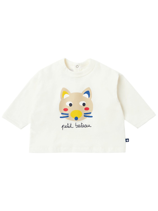 Petit Bateau: Printed cotton t-shirt - Blanco Opaco - kids-boys_0 | Luisa Via Roma