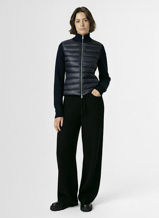 Moncler: Padded wool & nylon zip-up cardigan - Navy - women_1 | Luisa Via Roma