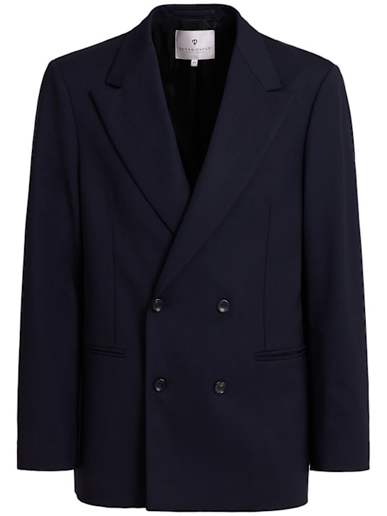 Seven Gauge: Double breast wool blend blazer - men_0 | Luisa Via Roma