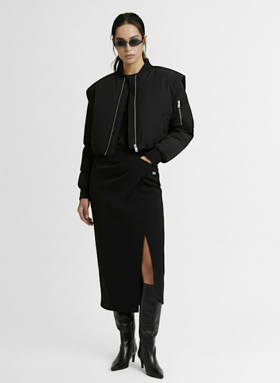 Jean Paul Gaultier: Zip-up nylon jacket w/ concealed hood - Black - women_1 | Luisa Via Roma