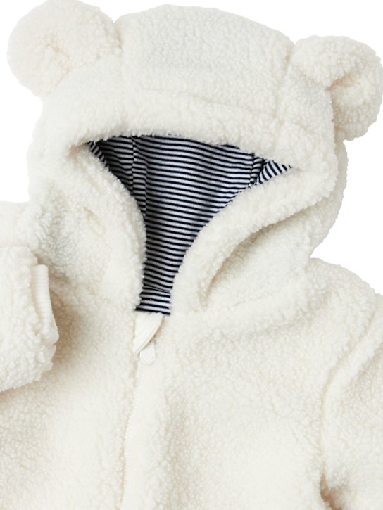 Petit Bateau: Hooded nylon puffer romper - オフホワイト - kids-girls_1 | Luisa Via Roma
