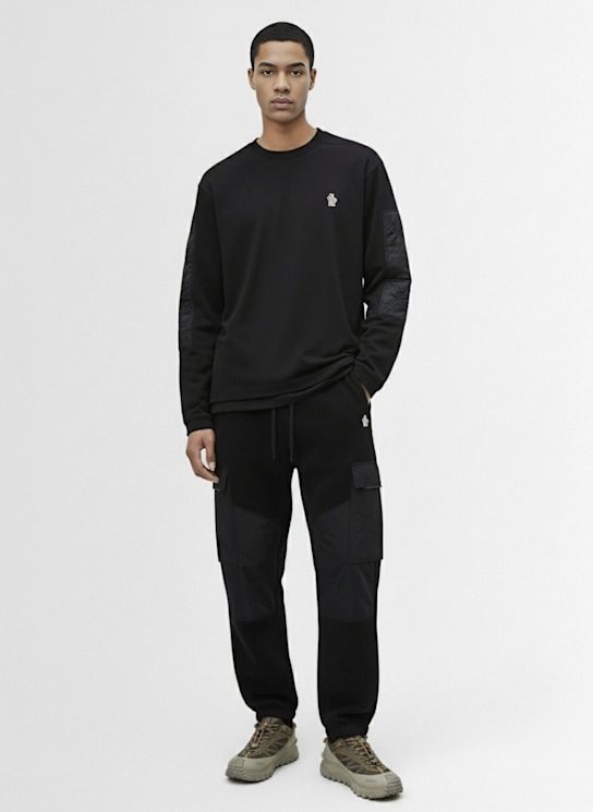 Moncler Grenoble: Logo cotton blend long sleeve t-shirt - Black - men_1 | Luisa Via Roma