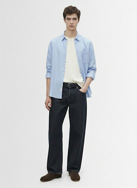 Frescobol Carioca: Telles cotton flannel relaxed shirt - Light Blue - men_1 | Luisa Via Roma