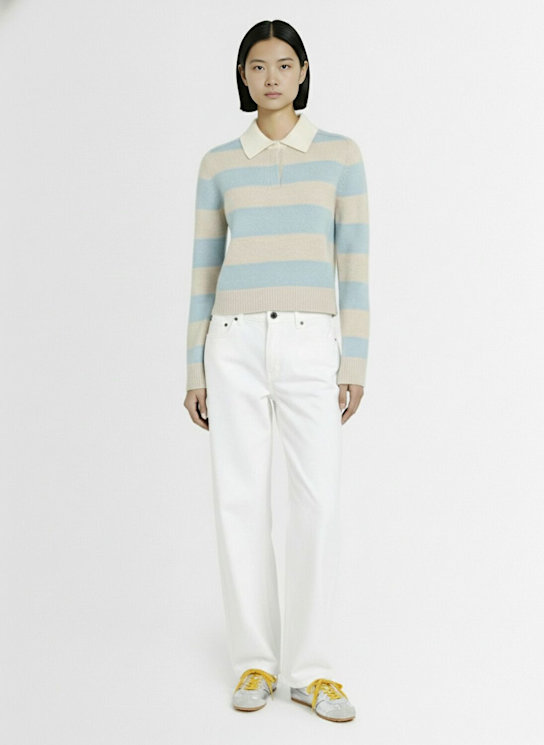 Kujten: Royce striped cashmere polo sweater - women_1 | Luisa Via Roma
