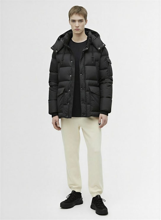 Moncler: Bretagne long nylon down jacket - Black - men_1 | Luisa Via Roma