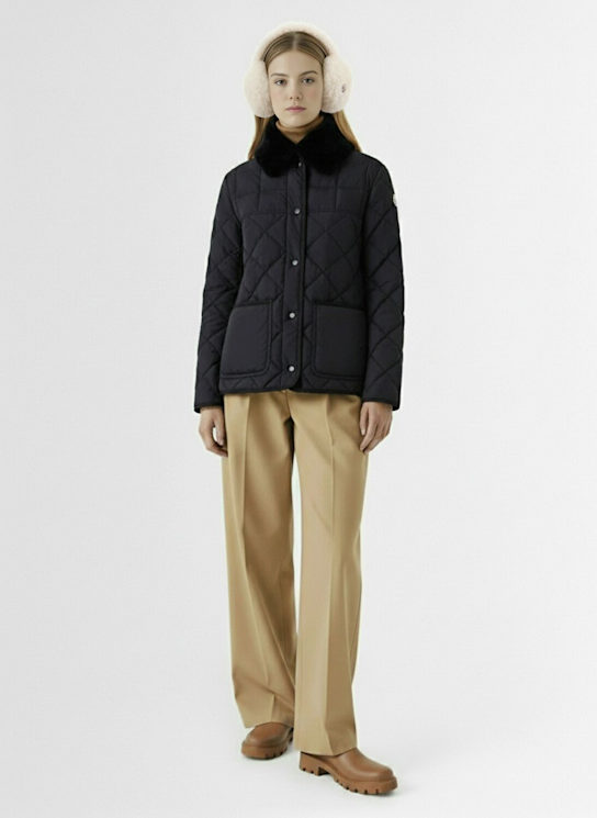 Moncler: Cygne diamond quilted tech down jacket - women_1 | Luisa Via Roma