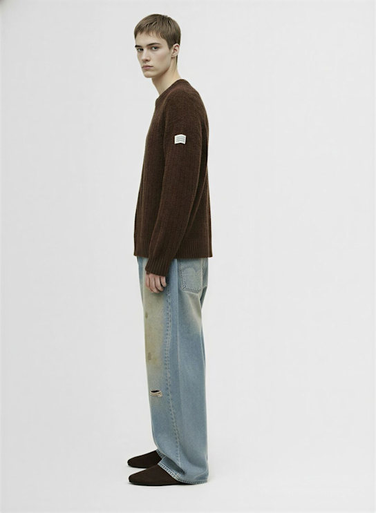 MM6 Maison Margiela: Heavy knit crewneck sweater - men_1 | Luisa Via Roma
