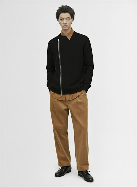 Sacai: Wool knit jacket - Black - men_1 | Luisa Via Roma