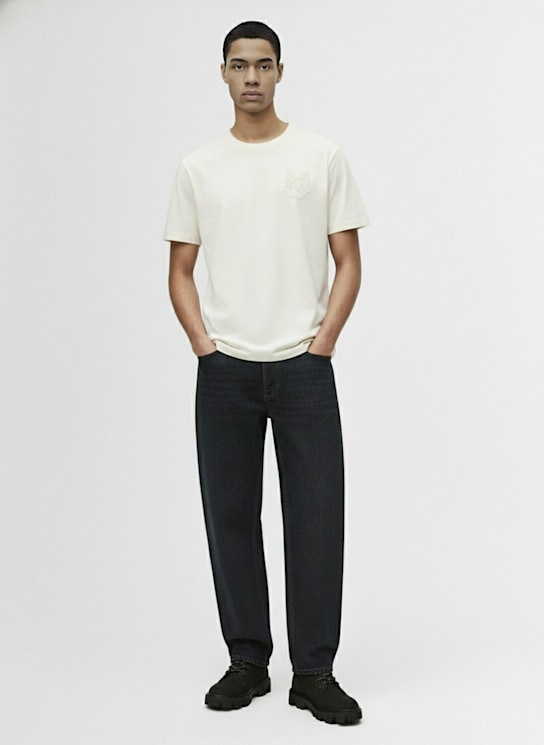 Moncler: Logo cotton jersey t-shirt - Bright White - men_1 | Luisa Via Roma