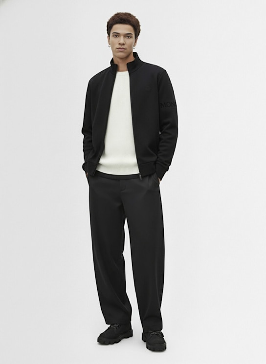 Moncler: Cotton zip-up sweatshirt - Black - men_1 | Luisa Via Roma