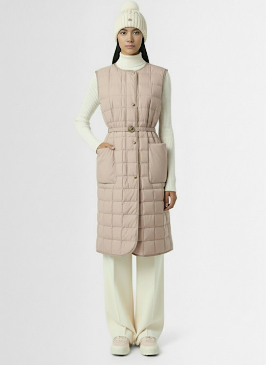 Moncler: Butor long quilted tech down vest - women_1 | Luisa Via Roma