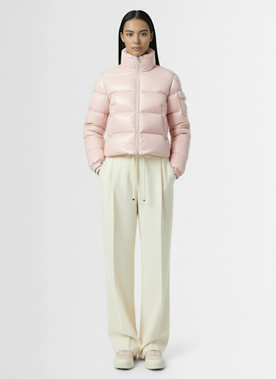 Moncler: Petra nylon short down jacket - women_1 | Luisa Via Roma