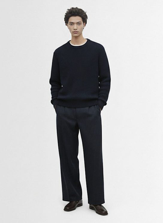 Frescobol Carioca: Strickpullover aus Wollstrick „Jardim“ - Dunkelblau - men_1 | Luisa Via Roma