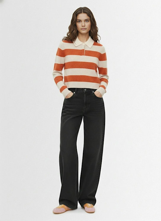 Kujten: Royce striped cashmere polo sweater - women_1 | Luisa Via Roma