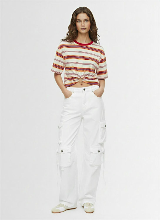 Rabanne: Striped jersey t-shirt - women_1 | Luisa Via Roma