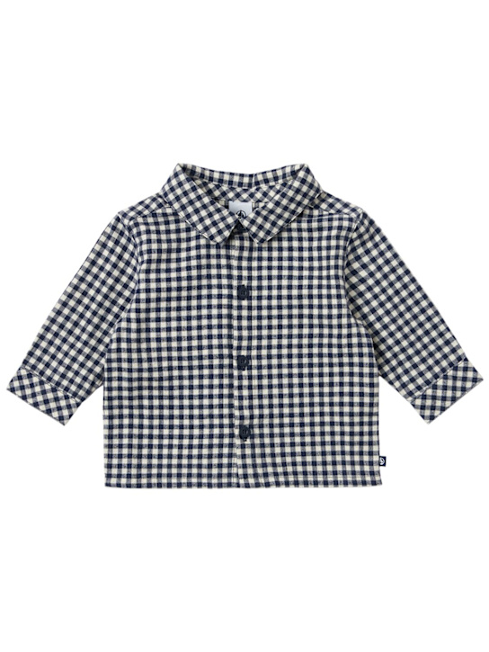 Petit Bateau: Printed cotton shirt - Schwarz/Weiß - kids-girls_0 | Luisa Via Roma