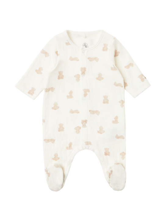 Petit Bateau: Printed cotton romper - Beige - kids-girls_0 | Luisa Via Roma