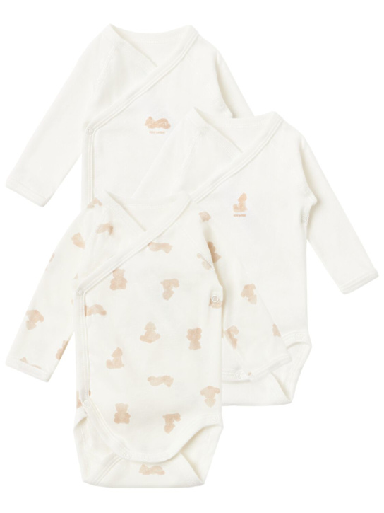 Petit Bateau: Set of 3 printed cotton bodysuits - Blanco/Beige - kids-girls_0 | Luisa Via Roma