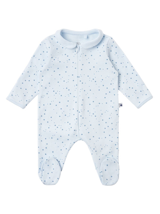 Petit Bateau: 印花棉质连体衣 - 浅蓝色 - kids-girls_0 | Luisa Via Roma