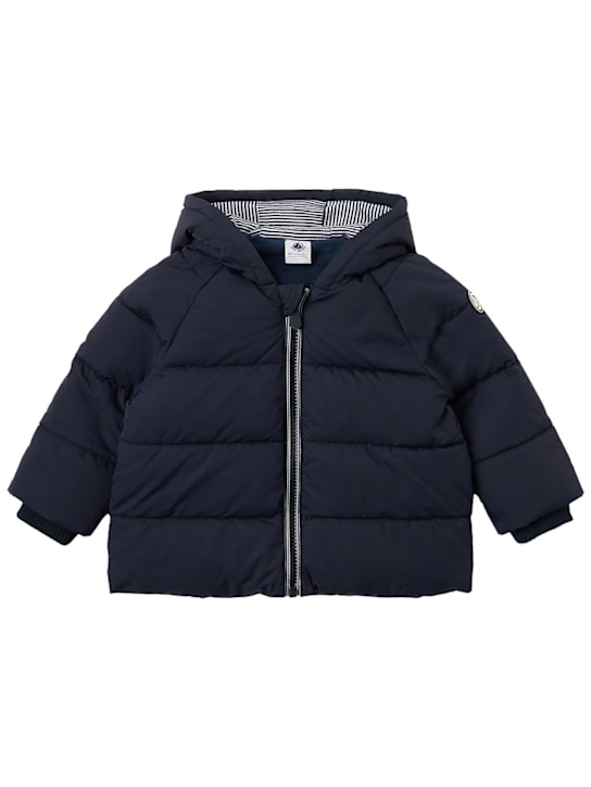 Petit Bateau: Hooded poly puffer jacket - Dunkelblau - kids-girls_0 | Luisa Via Roma